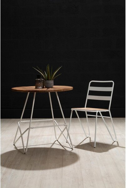 Бял/в естествен цвят трапезен стол от масивен бряст District – Premier Housewares