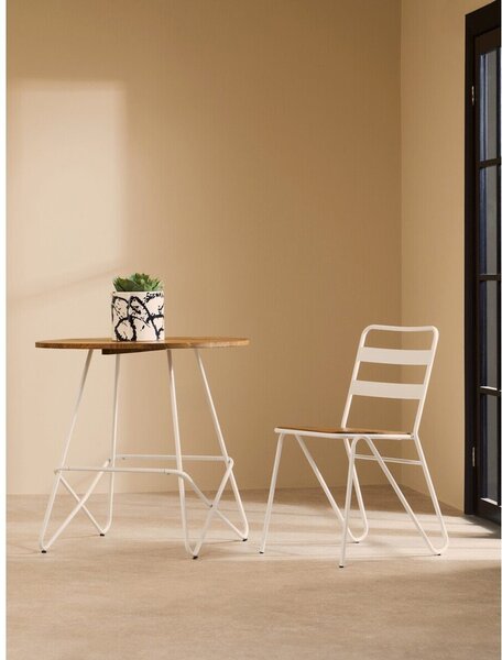 Бял/в естествен цвят трапезен стол от масивен бряст District – Premier Housewares