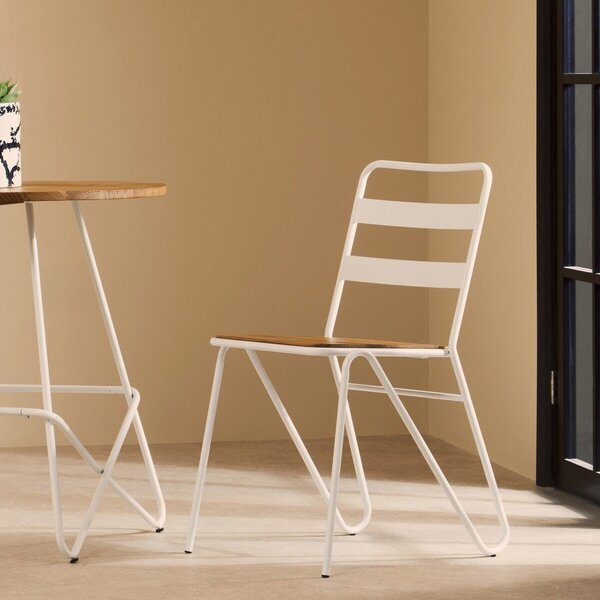 Бял/в естествен цвят трапезен стол от масивен бряст District – Premier Housewares