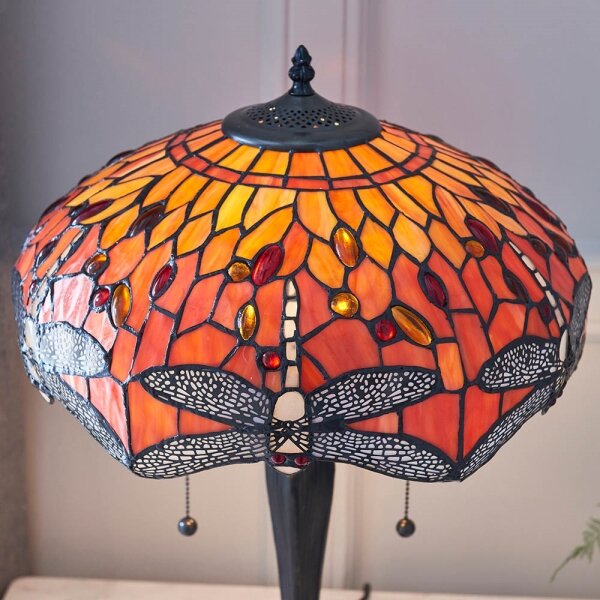 Endon 64093 - Настолна лампа Tiffany DRAGONFLY 2xE27/60W/230V диаметър 41 см