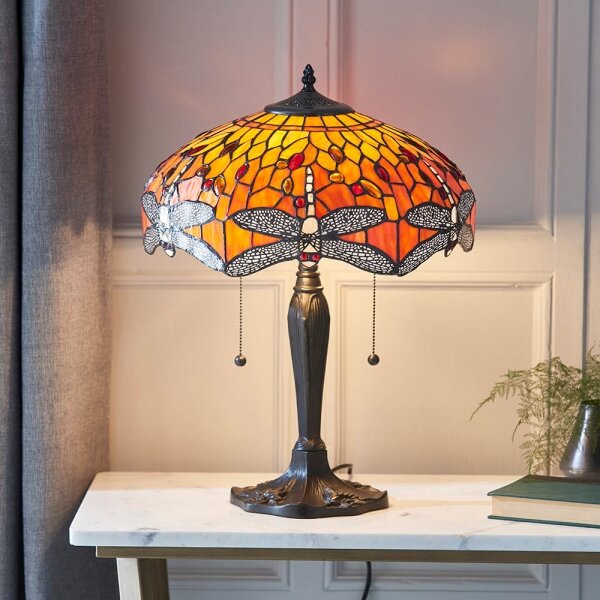 Endon 64093 - Настолна лампа Tiffany DRAGONFLY 2xE27/60W/230V диаметър 41 см