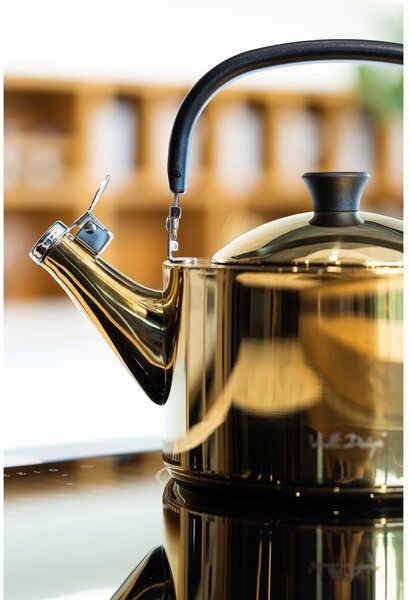 Лъскаво златист чайник от неръждаема стомана 1,5 l Diamante – Vialli Design