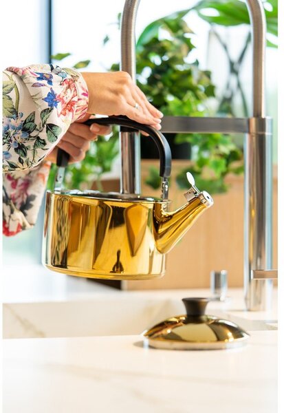 Лъскаво златист чайник от неръждаема стомана 1,5 l Diamante – Vialli Design