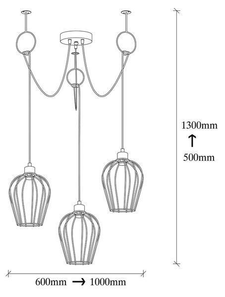 Черна висяща лампа за 3 крушки Tel Chain - Opviq lights