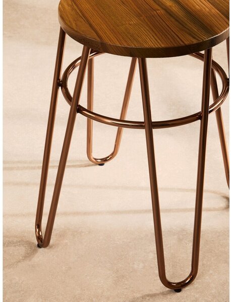 Стол от масивен бряст в естествен цвят/розово златист District – Premier Housewares