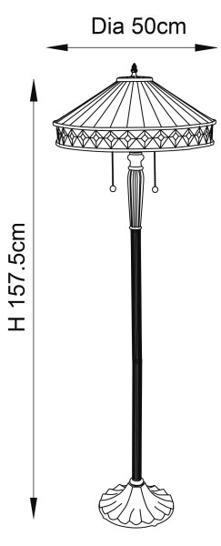 Endon 70936 - Подова лампа Tiffany FARGO 2xE27/60W/230V Ø 50 см