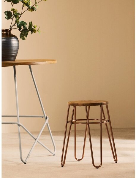 Стол от масивен бряст в естествен цвят/розово златист District – Premier Housewares