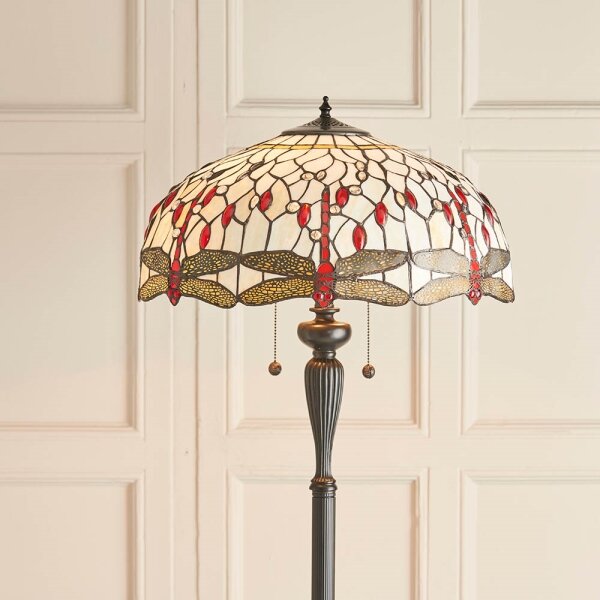 Endon 70940 - Подова лампа Tiffany DRAGONFLY 2xE27/60W/230V Ø 50 см