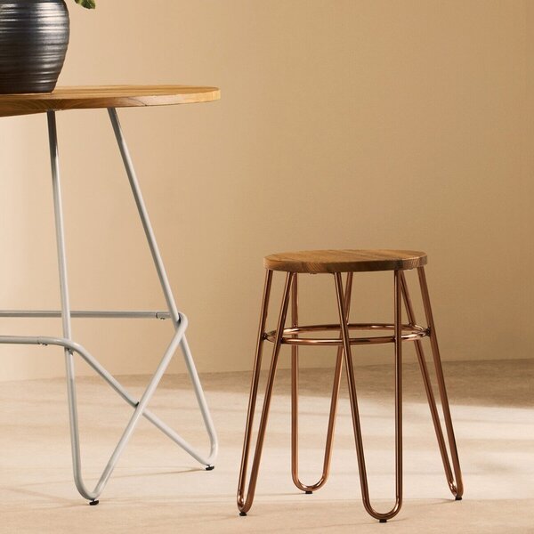Стол от масивен бряст в естествен цвят/розово златист District – Premier Housewares
