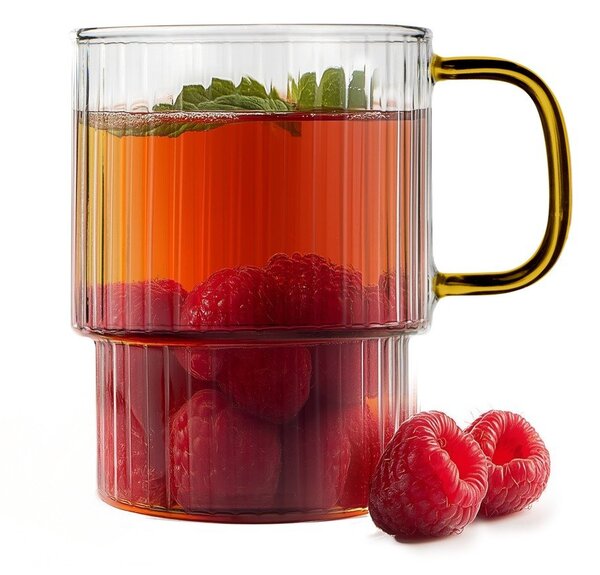 Жълти стъклени чаши в комплект 2 бр. за капучино 350 ml Livio – Vialli Design