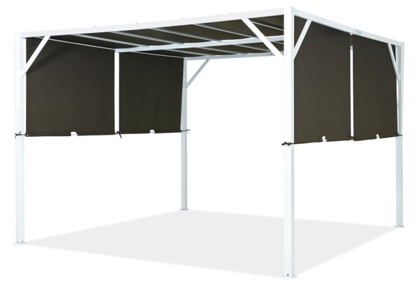 Метална терасна пергола Santorini 3 x 3 m Garden Point, бяло-кафяво