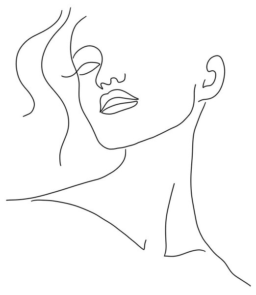 Постер 29x41 cm Minimal Woman Face Line Art – Veronika Boulová