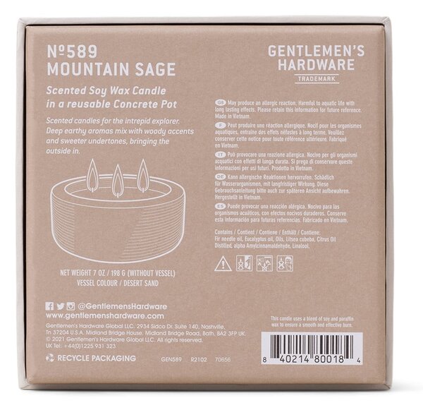 Свещ от соев восък с време на горене 40 h Mountain Sage – Gentlemen's Hardware