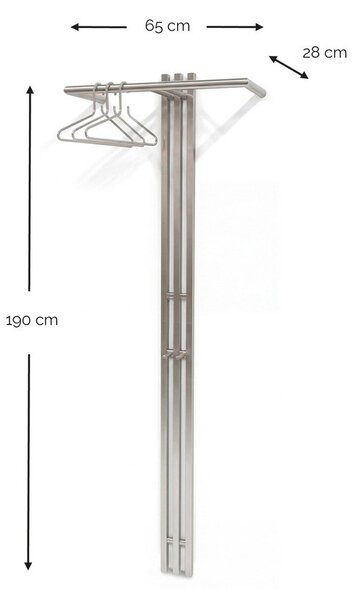 Стоманена стенна закачалка в сребрист цвят 65 cm Senza – Spinder Design