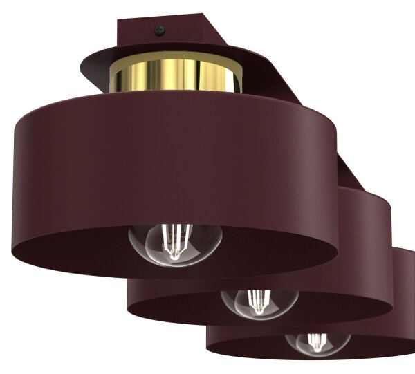 Потолочно осветително тяло MARTI 3xE27/15W/230V 68x20,5 cm бордо/златно
