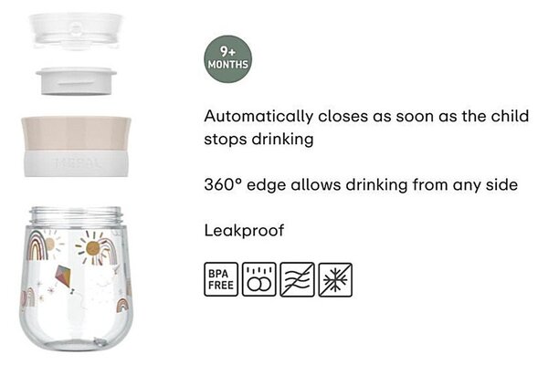 Бежова пластмасова детска чаша 300 ml Sunshine & Rainbow – Mepal