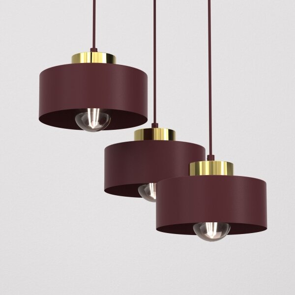Полилей на кабел MARTI 3xE27/15W/230V бордо/злато
