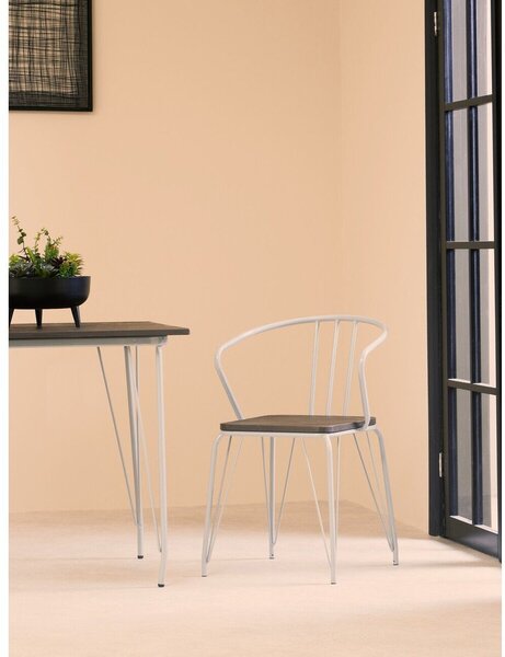 Сив/в тъмно естествен цвят трапезен стол от масивен бряст District – Premier Housewares