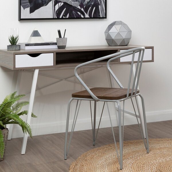 Сив/в тъмно естествен цвят трапезен стол от масивен бряст District – Premier Housewares