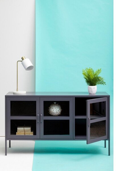 Сива стоманена витрина 140x80x45 cm Acier – Premier Housewares