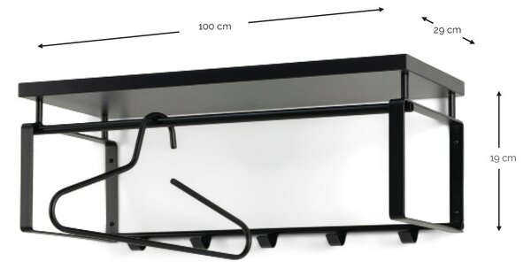 Стоманена стенна закачалка в естествен цвят/кафяво-сива с рафт 70 cm Rex – Spinder Design