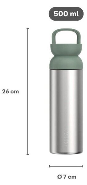 Термо бутилка от неръждаема стомана в сребрист цвят/светлозелена 500 ml Ellipse – Mepal
