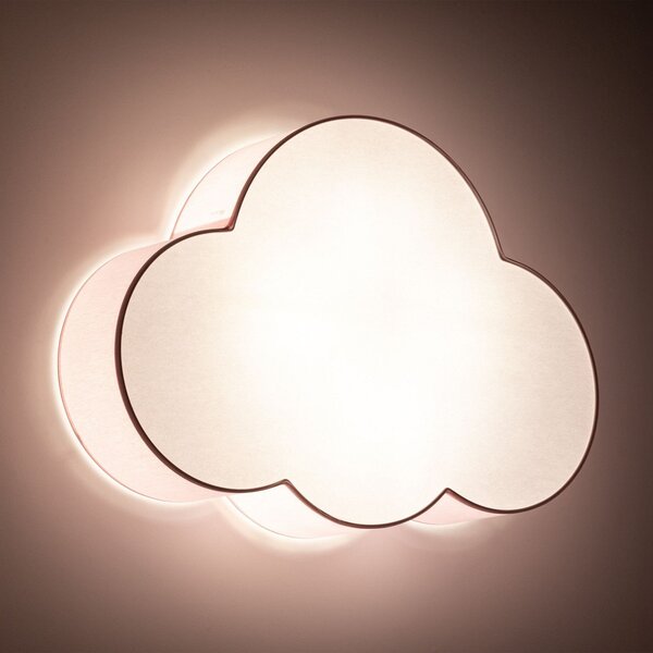 TK Lighting Таванна лампа Cloud, розова, 63 см дълга, текстил, облак, E27, Затъмняване, Розов / Розе, Детска стая, Плат / текстил, Млад живот