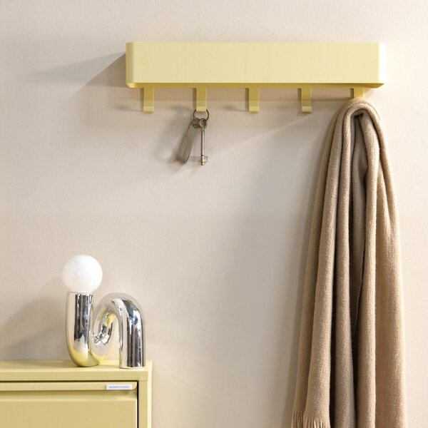 Светложълта стоманена стенна закачалка с рафт 52 cm Dax Play – Spinder Design