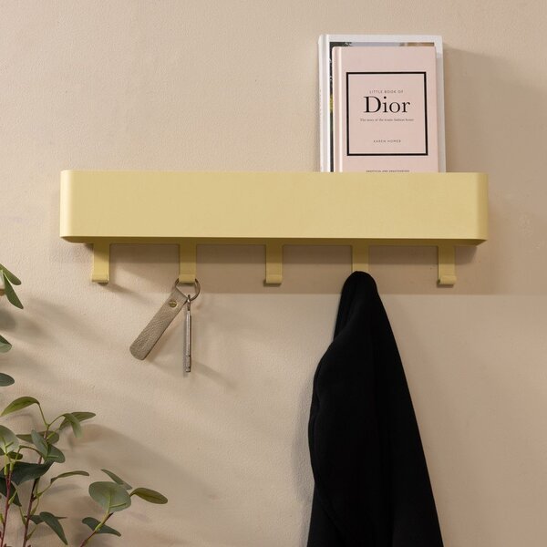 Светложълта стоманена стенна закачалка с рафт 52 cm Dax Play – Spinder Design