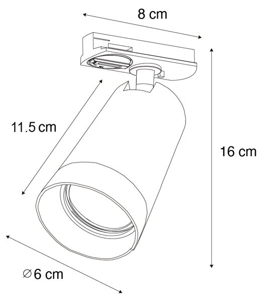 Модерен прожектор с бял пръстен за 1-фазова релсова система GU10 50mm - Iconic Jeana