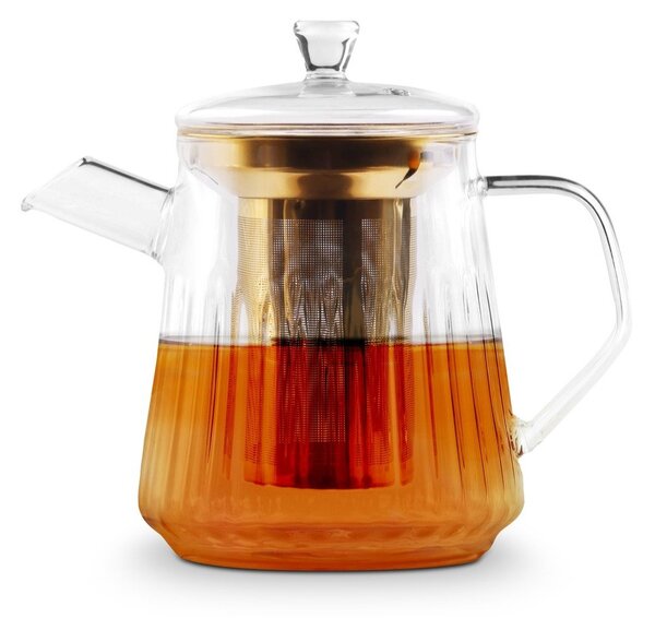 Стъклен чайник с цедка в златист цвят 900 ml Mia – Vialli Design