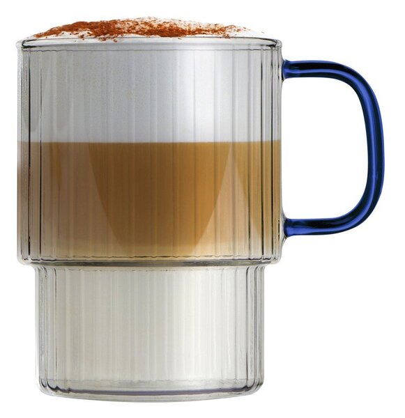 Сини стъклени чаши в комплект 2 бр. за капучино 350 ml Livio – Vialli Design