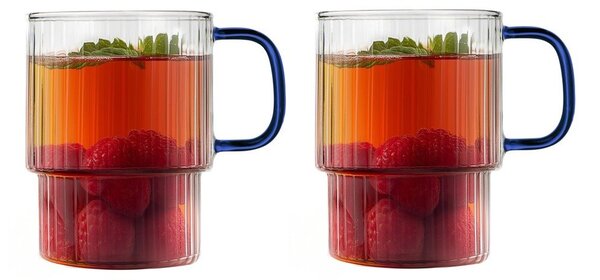 Сини стъклени чаши в комплект 2 бр. за капучино 350 ml Livio – Vialli Design