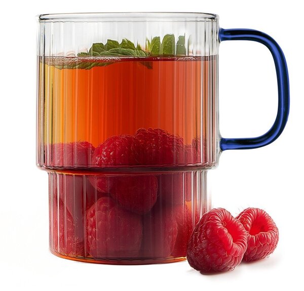 Сини стъклени чаши в комплект 2 бр. за капучино 350 ml Livio – Vialli Design