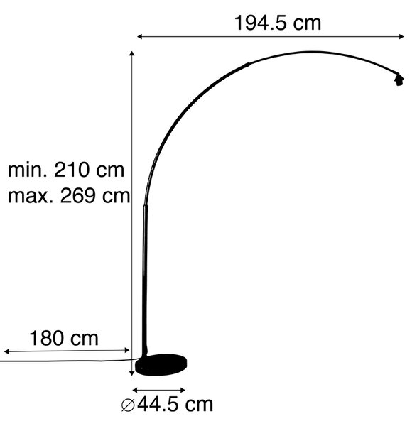Дъгова лампа месинг с регулируема основа от черен мрамор - XXL