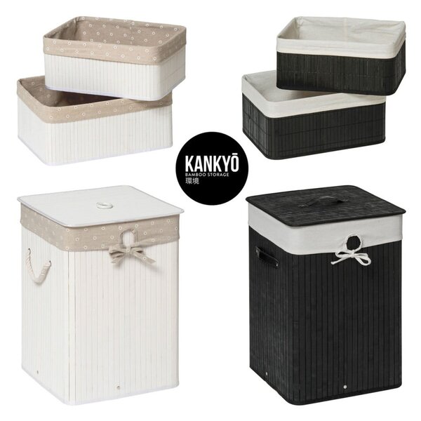 Кош за пране от дърво и плат Kankyo 62 L - Premier Housewares