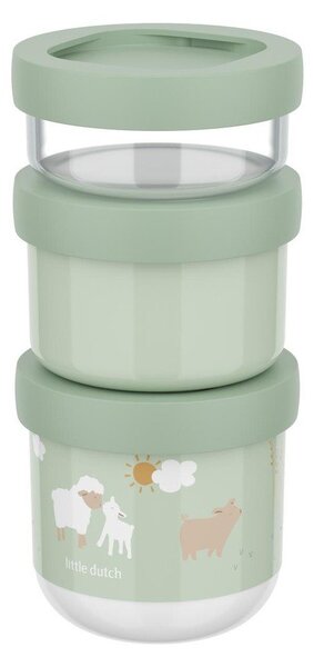 Светлозелени пластмасови детски кутии за храна 3 бр. Little Farm by Little Dutch – Mepal