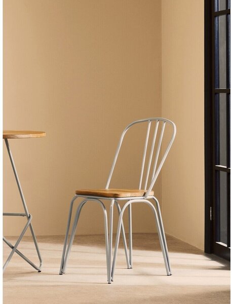 Сив/в естествен цвят трапезен стол от масивен бряст District – Premier Housewares