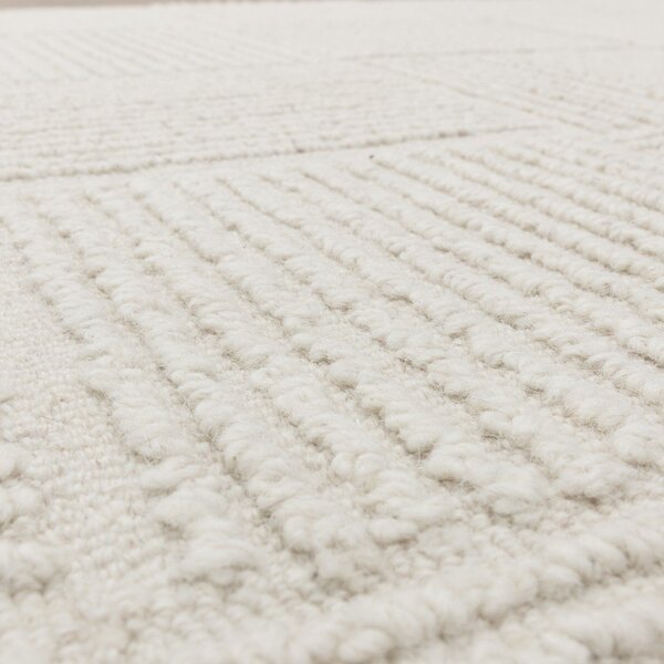 Ръчно изработен вълнен килим в цвят слонова кост 120x170 cm Zennith Grid – Asiatic Carpets