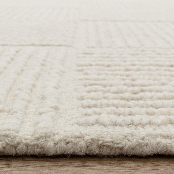 Ръчно изработен вълнен килим в цвят слонова кост 120x170 cm Zennith Grid – Asiatic Carpets