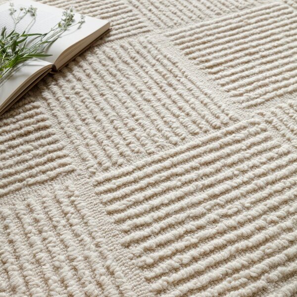 Ръчно изработен вълнен килим в цвят слонова кост 120x170 cm Zennith Grid – Asiatic Carpets