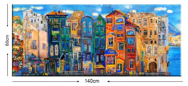 Изображение Цветни къщи, 140 x 60 cm Colourful Houses - Tablo Center