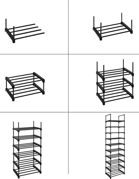 Модулен шкаф за обувки 10 рафта метална рамка 45 x 30 x 174 см