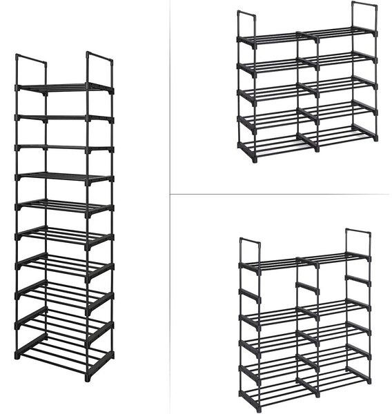 Модулен шкаф за обувки 10 рафта метална рамка 45 x 30 x 174 см