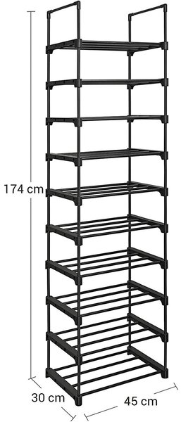 Модулен шкаф за обувки 10 рафта метална рамка 45 x 30 x 174 см