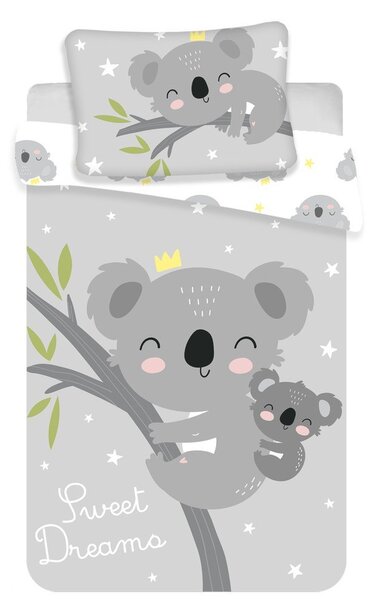 Сиво памучно детско спално бельо 100x135 cm Koala "Sweet Dreams" – Jerry Fabrics