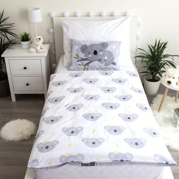 Сиво памучно детско спално бельо 100x135 cm Koala "Sweet Dreams" – Jerry Fabrics