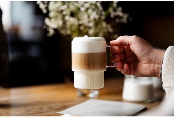 Розови стъклени чаши в комплект 2 бр. за капучино 350 ml Livio – Vialli Design