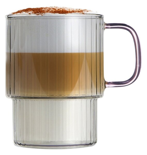 Розови стъклени чаши в комплект 2 бр. за капучино 350 ml Livio – Vialli Design
