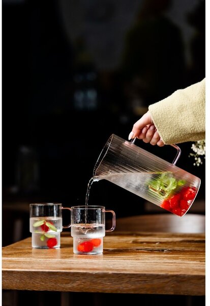 Розови стъклени чаши в комплект 2 бр. за капучино 350 ml Livio – Vialli Design